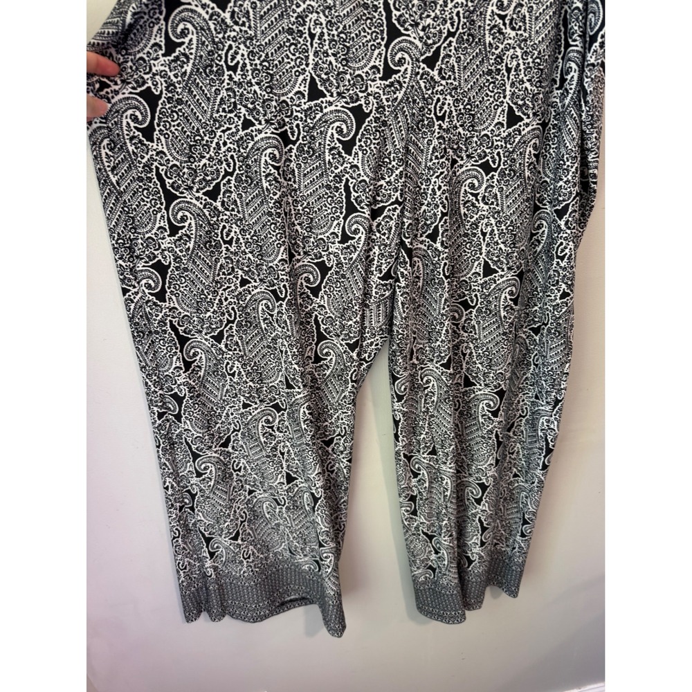 Zac & Rachel Woman Black White Paisley Wide Leg Pull On Pants 2X Plus Size - Picture 4 of 8